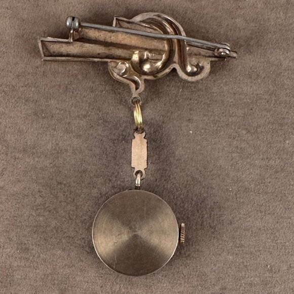 Vintage 1950's Medana Watch Broach with a 7 Jewel Mechanical Movement - Picture 4 of 5